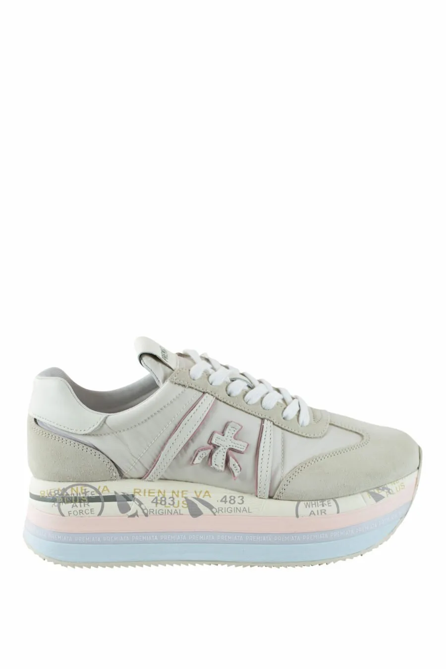 Zapatillas beige con plataforma multicolor 