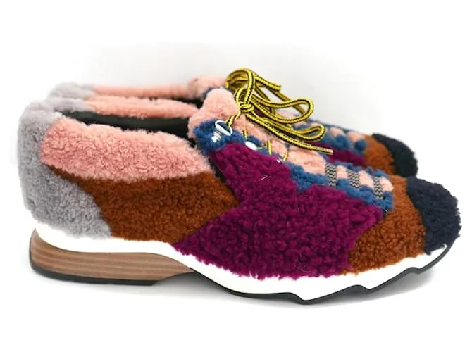 Zapatillas Fendi Patchwork Shearling Multicolor 