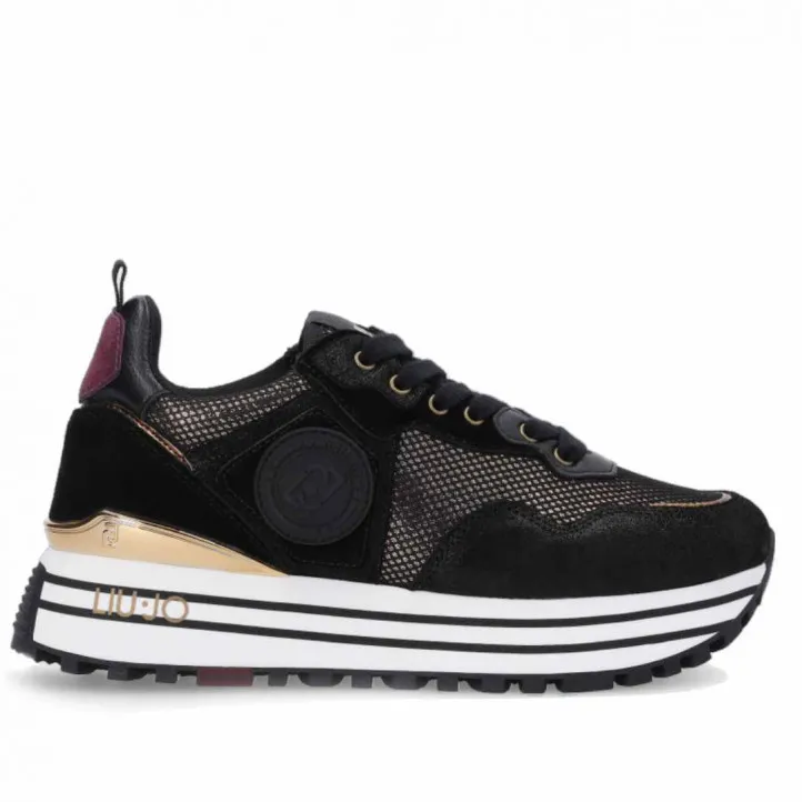 Zapatillas LIUJO negras de malla metalizada con plataforma