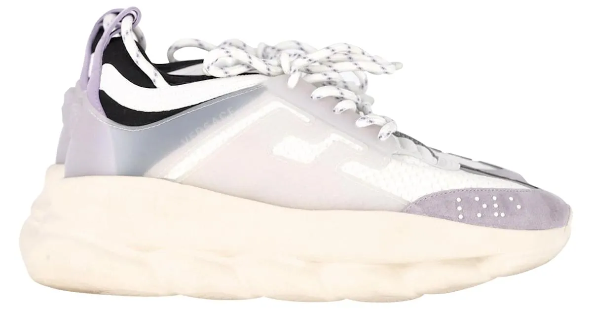 Zapatillas Versace Chain Reaction en cuero blanco 