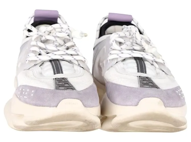 Zapatillas Versace Chain Reaction en cuero blanco 