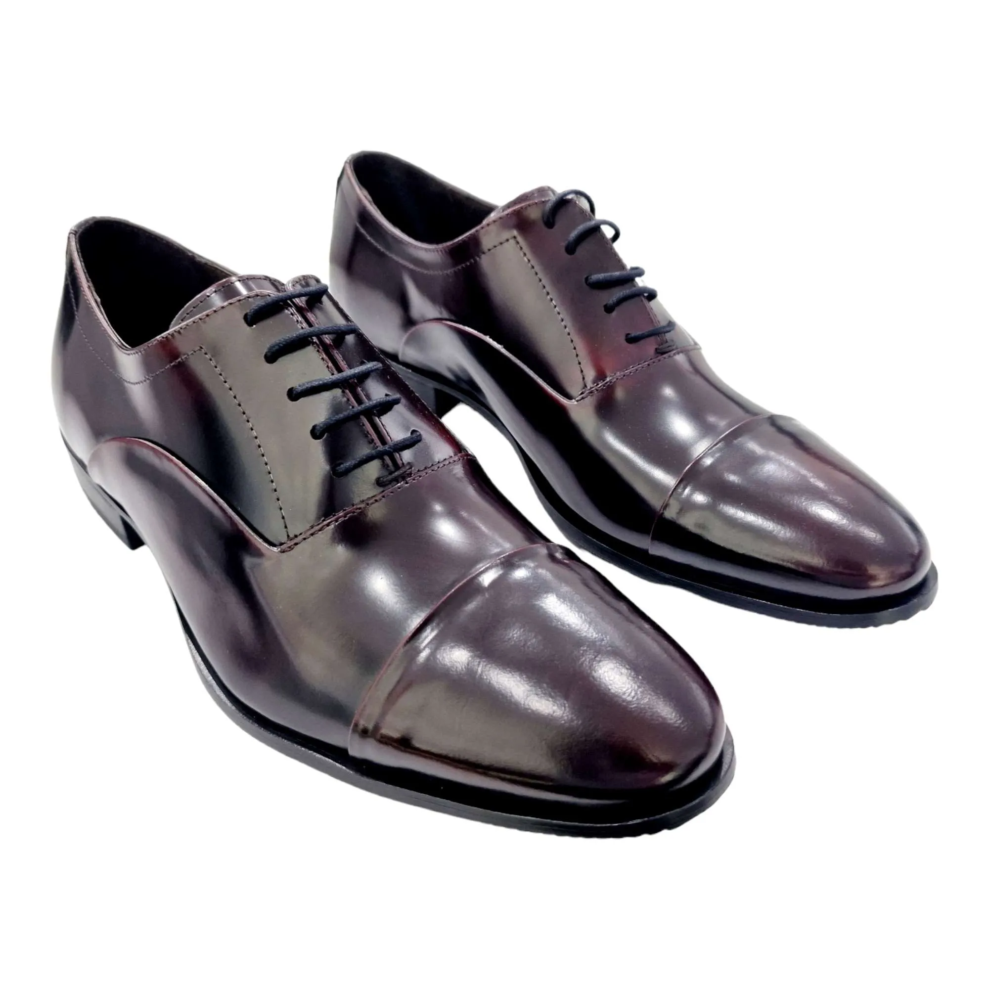 ZAPATOS HOMBRE SERGIO SERRANO PIEL ANTICK CON PUNTERA BURDEOS