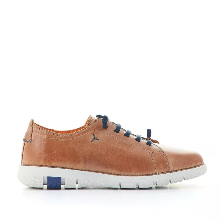 Zapatos sport Zen marrones con cordones elásticos azules