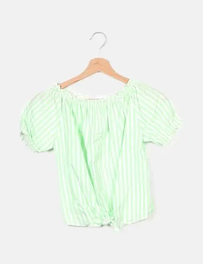 Zara Blusa bicolor estampado rayas