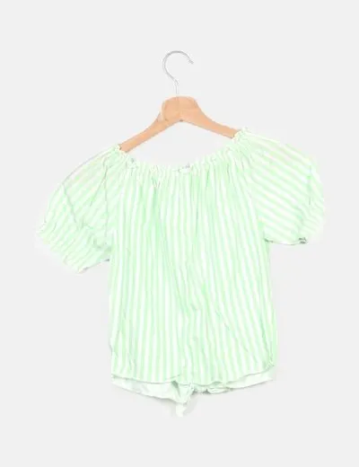 Zara Blusa bicolor estampado rayas